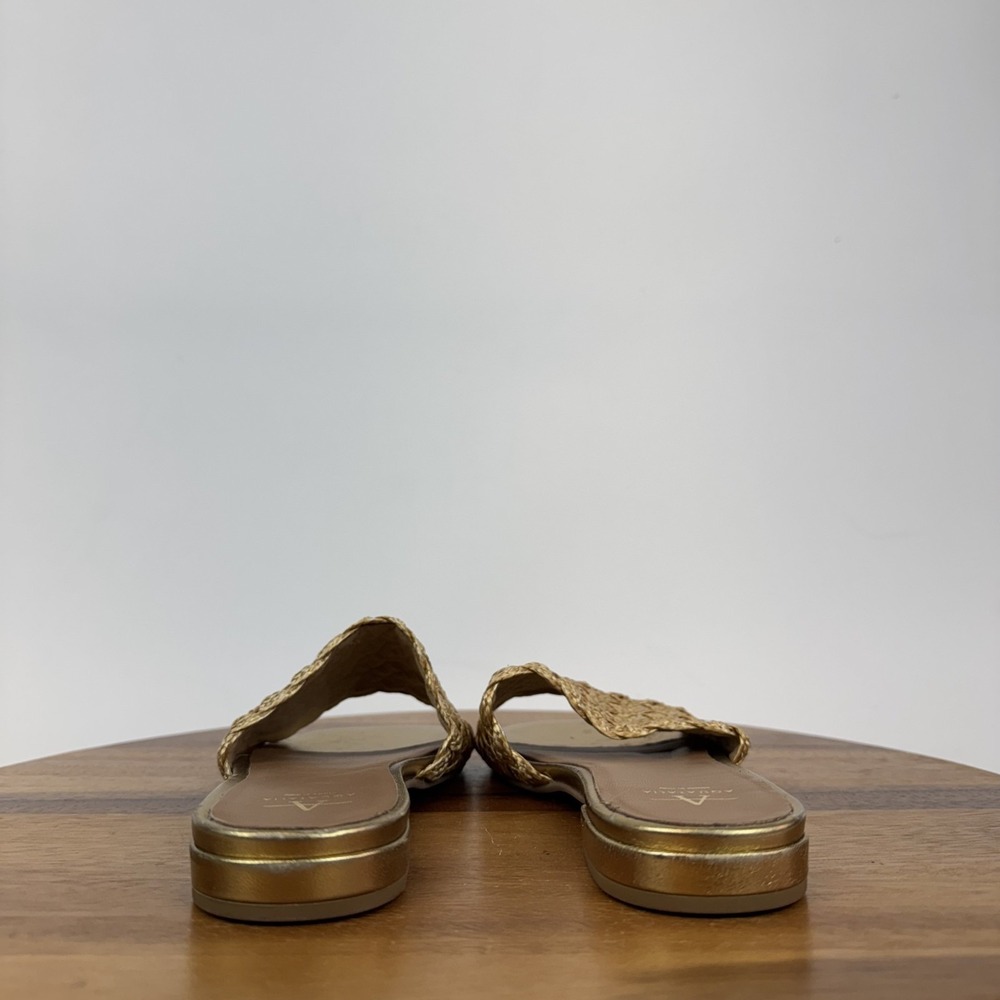 New Womens Aquatalia Tatia Woven Raffia Slip On Gold‎ Leather Flats Size 9 M - Picture 4 of 7